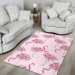 Tropical Flamingo Hawaiian Floral Pattern Print Sillvela Area Rug