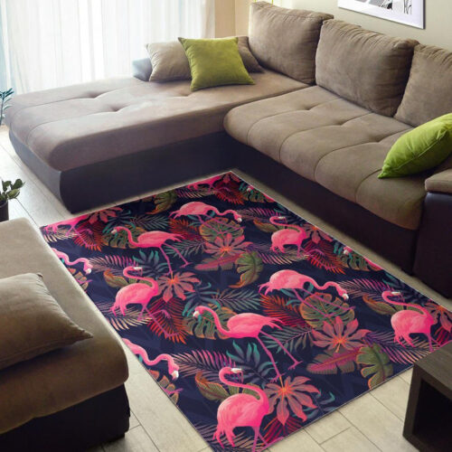 Tropical-Flamingo-Palm-Leaves-Hawaiian-Floral-Pattern-Print-Floor-Mat-2_700x700