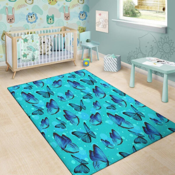 Turquoise Bubble Butterfly Print Sillvela Area Rug