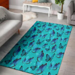 Turquoise Bubble Butterfly Print Sillvela Area Rug