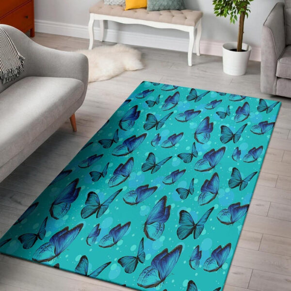 Turquoise Bubble Butterfly Print Sillvela Area Rug