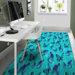 Turquoise Bubble Butterfly Print Sillvela Area Rug