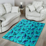 Turquoise Bubble Butterfly Print Sillvela Area Rug