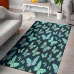 Turquoise Butterfly Print Sillvela Area Rug