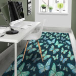 Turquoise Butterfly Print Sillvela Area Rug