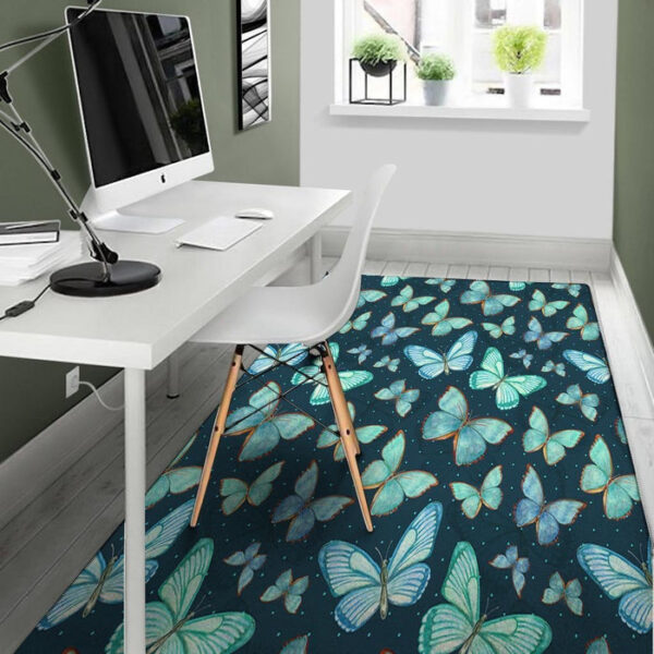 Turquoise Butterfly Print Sillvela Area Rug