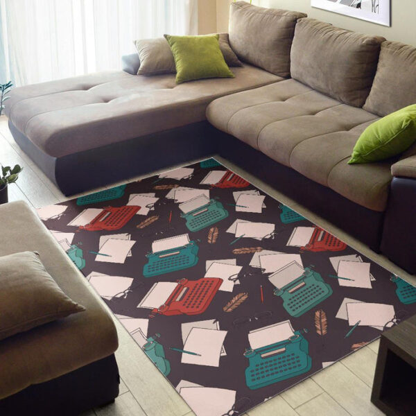 Typewriter Print Pattern Sillvela Area Rug