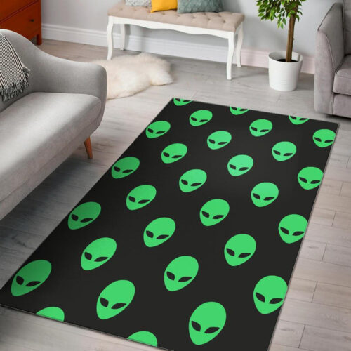 Ufo Alien Pattern Print Sillvela Area Rug