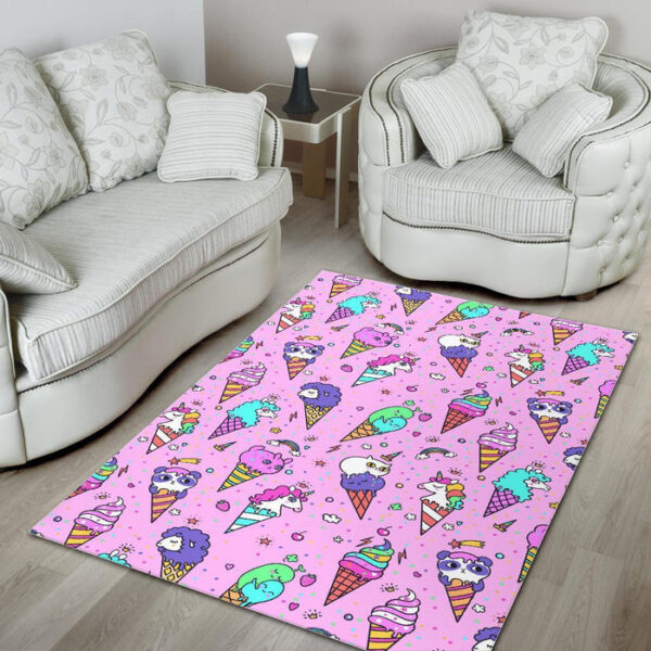 Unicorn Ice Cream Cone Pattern Print Sillvela Area Rug