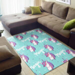 Unicorn Pastel Pattern Print Sillvela Area Rug