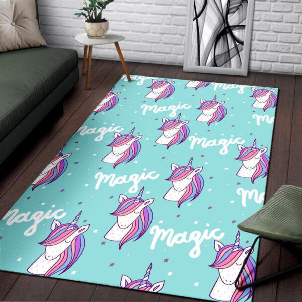 Unicorn Pastel Pattern Print Sillvela Area Rug