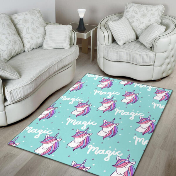 Unicorn Pastel Pattern Print Sillvela Area Rug