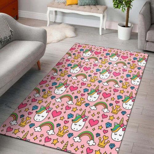 Unicorn Pattern Print Sillvela Area Rug