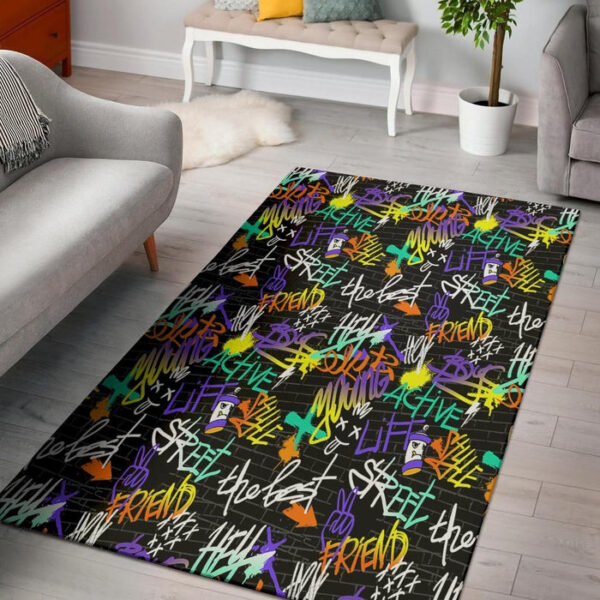 Urban Graffiti Print Sillvela Area Rug