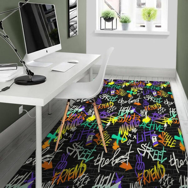 Urban Graffiti Print Sillvela Area Rug