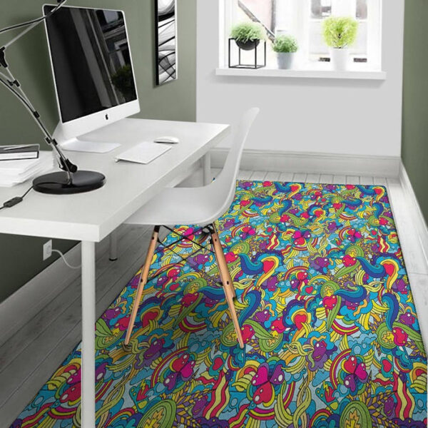 Valentine Heart Hippie Trippy Sillvela Area Rug