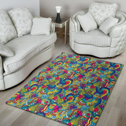 Valentine Heart Hippie Trippy Sillvela Area Rug