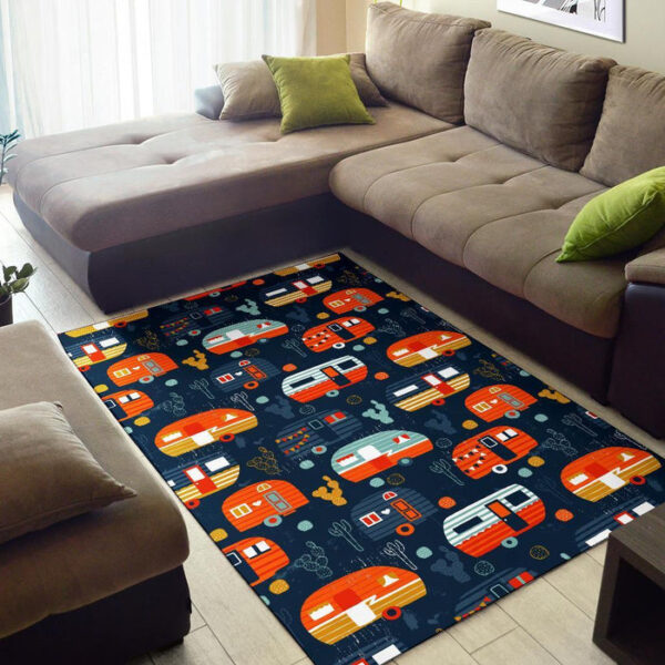 Van Camper Pattern Print Sillvela Area Rug