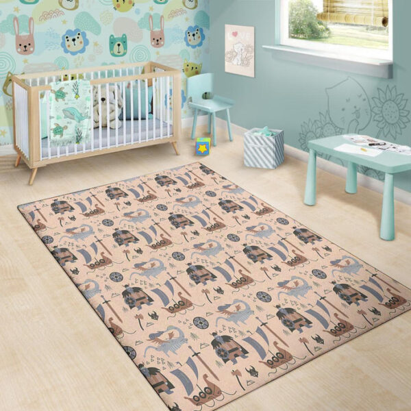 Viking Cartoon Norse Sillvela Area Rug