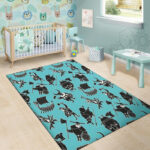 Viking Cartoon Silhouette Sillvela Area Rug