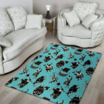 Viking Cartoon Silhouette Sillvela Area Rug