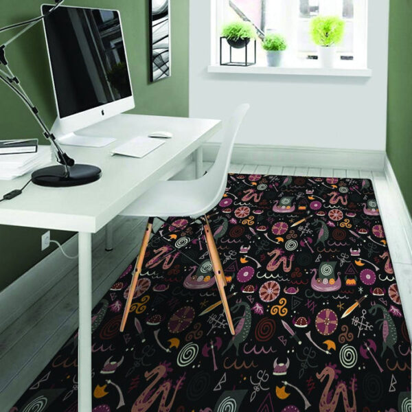 Viking Valhalla Cartoon Sillvela Area Rug