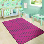 Vintage Black And Pink Tiny Polka Dot Sillvela Area Rug