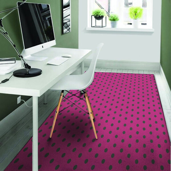 Vintage Black And Pink Tiny Polka Dot Sillvela Area Rug