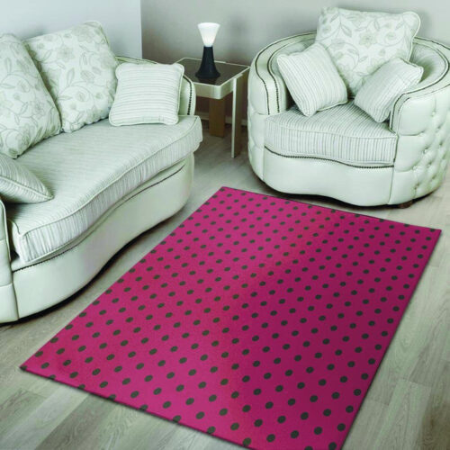 Vintage Black And Pink Tiny Polka Dot Sillvela Area Rug