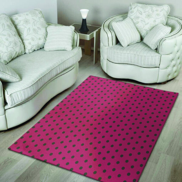 Vintage Black And Pink Tiny Polka Dot Sillvela Area Rug