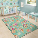 Vintage Pastel Floral Print Sillvela Area Rug