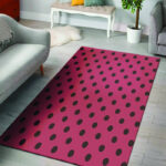 Vintage Pink And Black Polka Dot Sillvela Area Rug