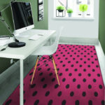 Vintage Pink And Black Polka Dot Sillvela Area Rug