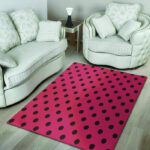 Vintage Pink And Black Polka Dot Sillvela Area Rug