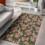 Vintage Pink Rose Floral Print Sillvela Area Rug