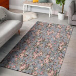 Vintage Pink Rose Flower Print Sillvela Area Rug