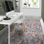 Vintage Pink Rose Flower Print Sillvela Area Rug