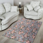 Vintage Pink Rose Flower Print Sillvela Area Rug