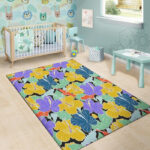 Violet Hibiscus Flower Hawaiian Print Sillvela Area Rug