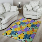 Violet Hibiscus Flower Hawaiian Print Sillvela Area Rug