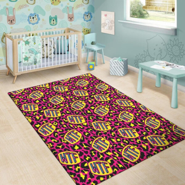 WTF Cheetah Hiphop Graffiti Print Sillvela Area Rug