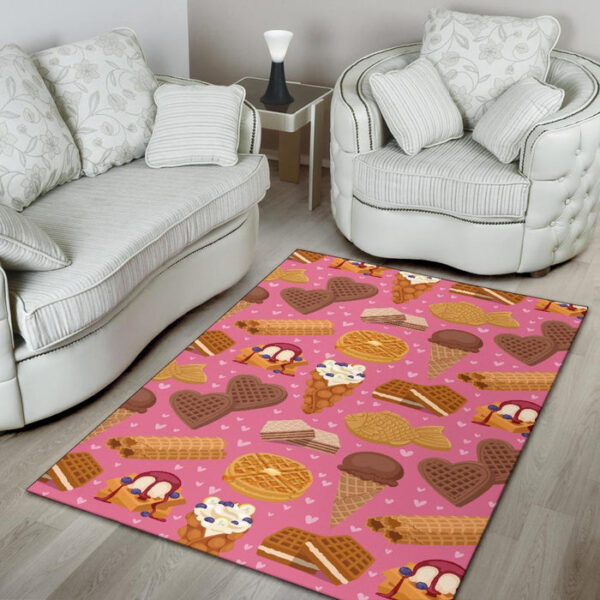 Waffle Dessert Pattern Print Sillvela Area Rug
