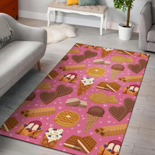 Waffle Dessert Pattern Print Sillvela Area Rug