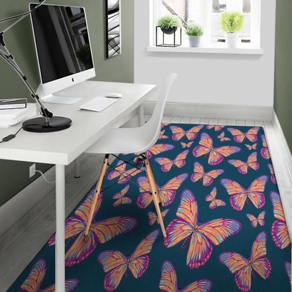 Watercolor Butterfly Print Sillvela Area Rug