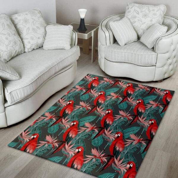 Watercolor Parrot Tropical Print Sillvela Area Rug