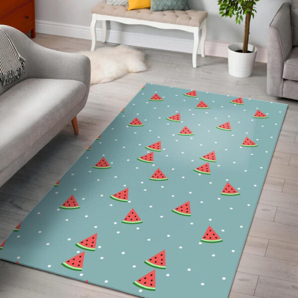 Watermelon Piece Polka Dot Blue Pattern Print Sillvela Area Rug