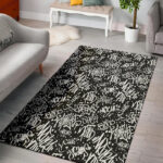 White And Black Graffiti Doodle Text Print Sillvela Area Rug