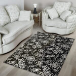 White And Black Graffiti Doodle Text Print Sillvela Area Rug