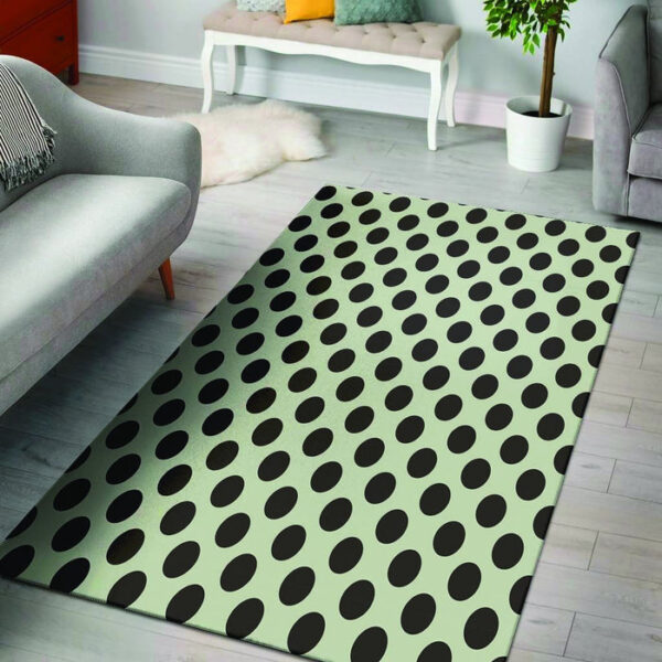 White And Black Polka Dot Print Sillvela Area Rug