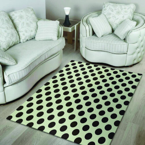 White And Black Polka Dot Print Sillvela Area Rug